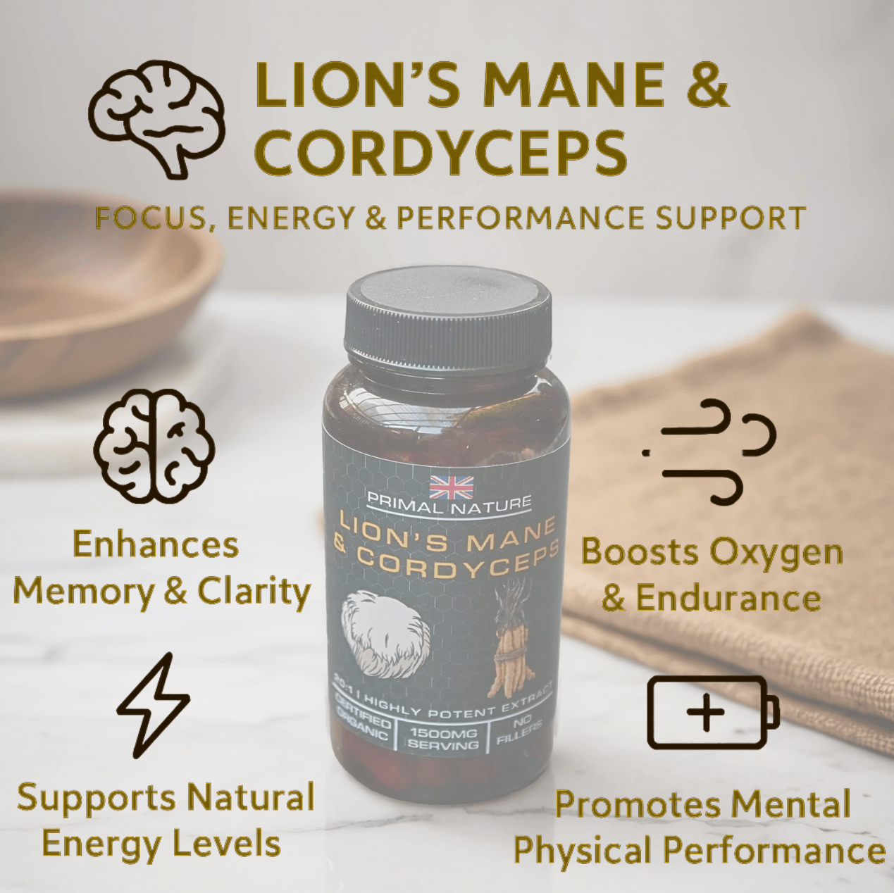 Organic Lion's Mane & Cordyceps Primal Nature Default Title